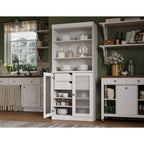 Palace Imports 100% Solid Wood Pantry Cabinet with Frosted Glass Doors, 2-Drawers and Adjustable Shelves - 32  x 71.5 
