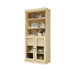 Dispensa in Legno Massello con Ante in Vetro Satinato e 2 Cassetti – 9 Colori, Unità Singola