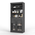 Dispensa in Legno Massello con Ante in Vetro Satinato e 2 Cassetti – 9 Colori, Unità Singola
