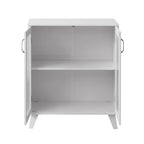 Credenza bianca a 2 ante in vetro con ripiano regolabile, montaggio per una sola persona