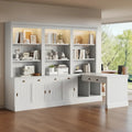 Set di libreria e scrivania da 3 pezzi bianco moderno, per 3-4 persone da assemblare