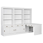 Set di libreria e scrivania da 3 pezzi bianco moderno, per 3-4 persone da assemblare