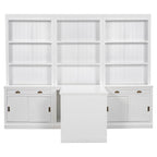 Set di libreria e scrivania da 3 pezzi bianco moderno, per 3-4 persone da assemblare