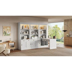 Set di libreria e scrivania da 3 pezzi bianco moderno, per 3-4 persone da assemblare