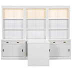 Set di libreria e scrivania da 3 pezzi bianco moderno, per 3-4 persone da assemblare