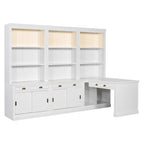 Set di libreria e scrivania da 3 pezzi bianco moderno, per 3-4 persone da assemblare