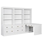 Set di libreria e scrivania da 3 pezzi bianco moderno, per 3-4 persone da assemblare