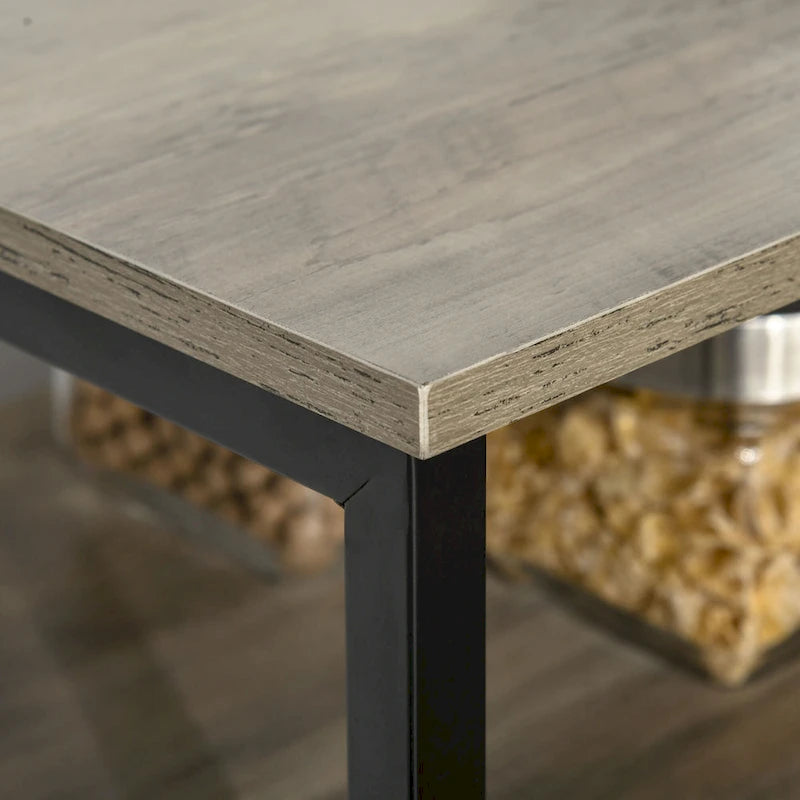 Credenza industriale in noce scuro/grigio con ante in vetro, 2 cassetti e ripiani regolabili, per 1