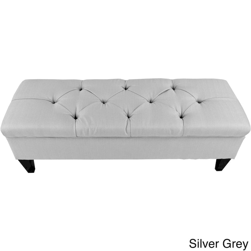Panca contenitore imbottita tufted a rombi, cachi/grigia, 2 posti