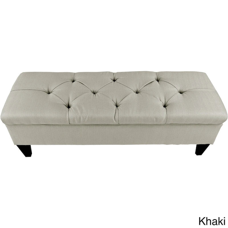 Panca contenitore imbottita tufted a rombi, cachi/grigia, 2 posti