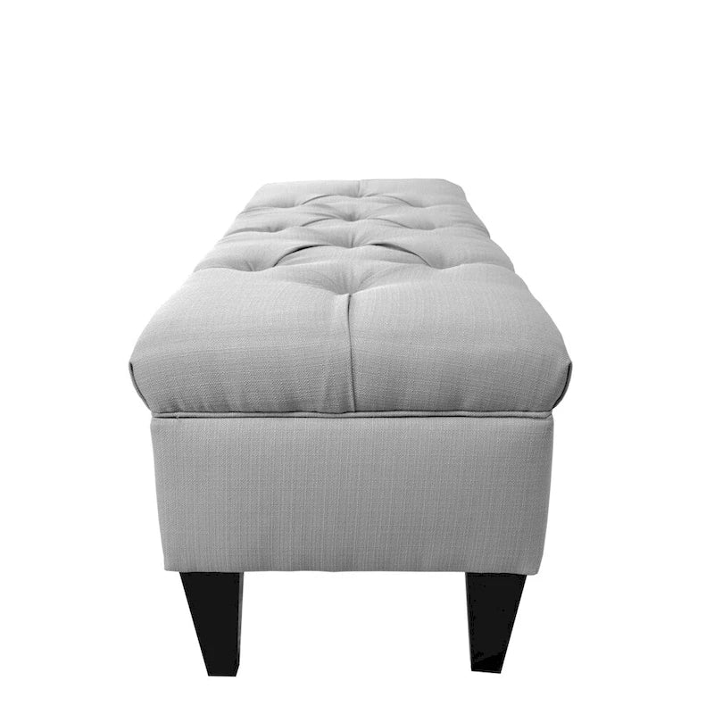 Panca contenitore imbottita tufted a rombi, cachi/grigia, 2 posti