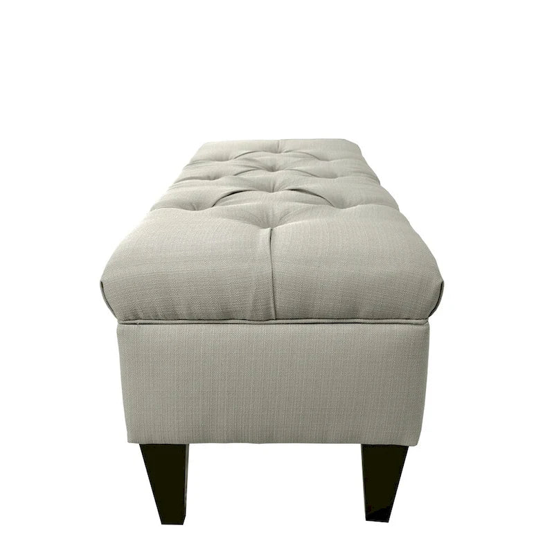 Panca contenitore imbottita tufted a rombi, cachi/grigia, 2 posti