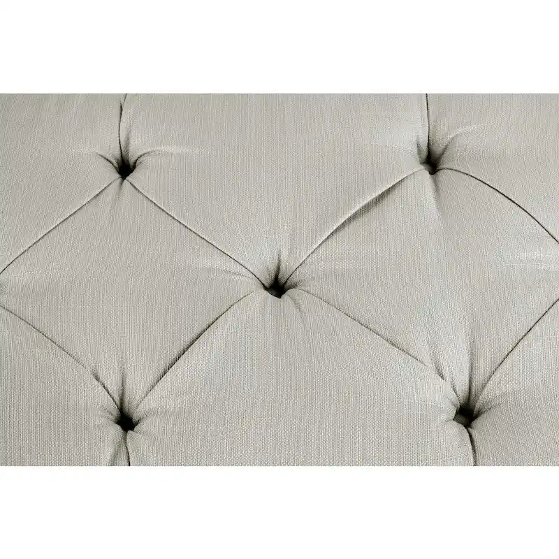 Panca contenitore imbottita tufted a rombi, cachi/grigia, 2 posti