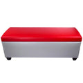 Panca contenitore/pouf in similpelle multicolore per 2 persone con divisori per scarpe