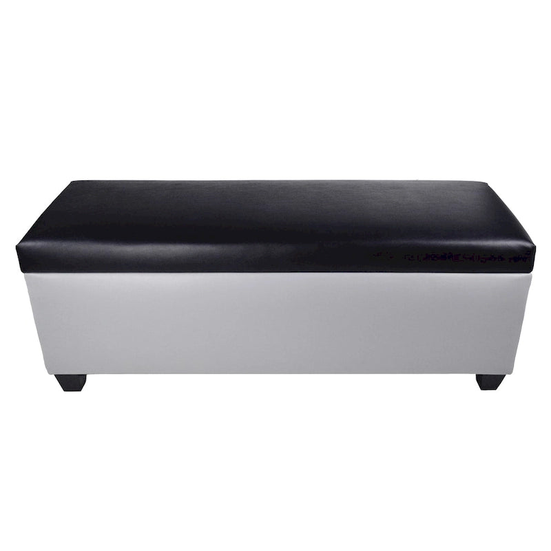 Panca contenitore/pouf in similpelle multicolore per 2 persone con divisori per scarpe
