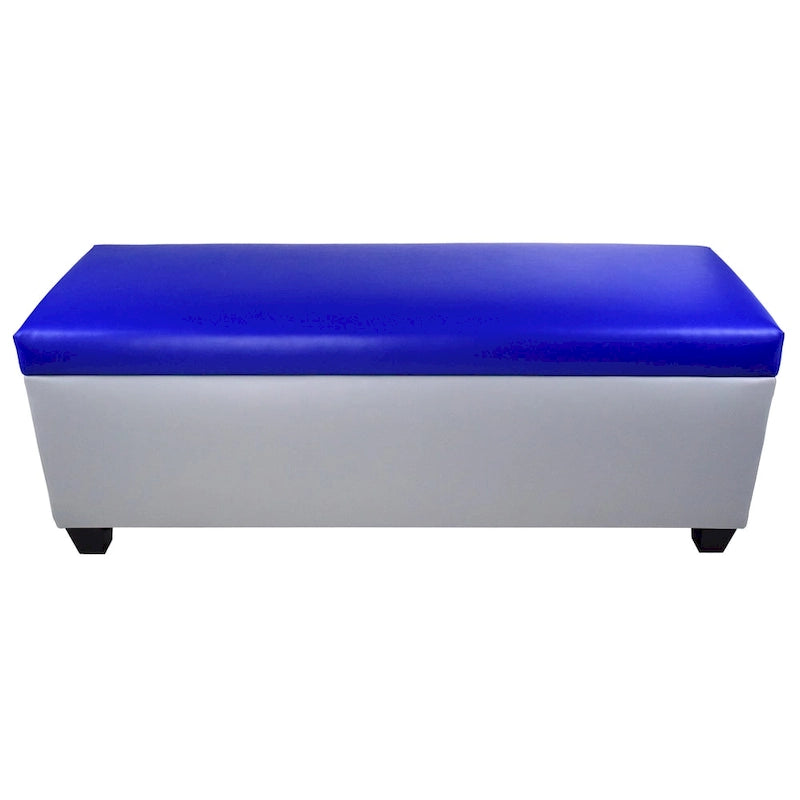 Panca contenitore/pouf in similpelle multicolore per 2 persone con divisori per scarpe
