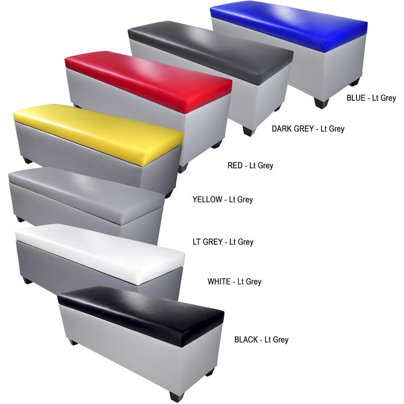 Panca contenitore/pouf in similpelle multicolore per 2 persone con divisori per scarpe