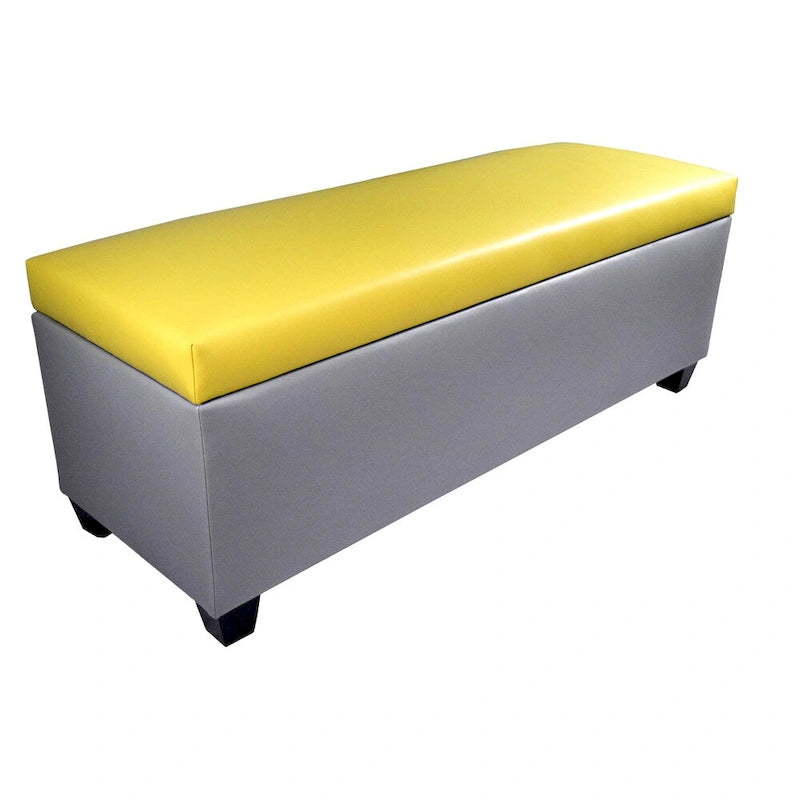 Panca contenitore/pouf in similpelle multicolore per 2 persone con divisori per scarpe