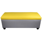 Panca contenitore/pouf in similpelle multicolore per 2 persone con divisori per scarpe