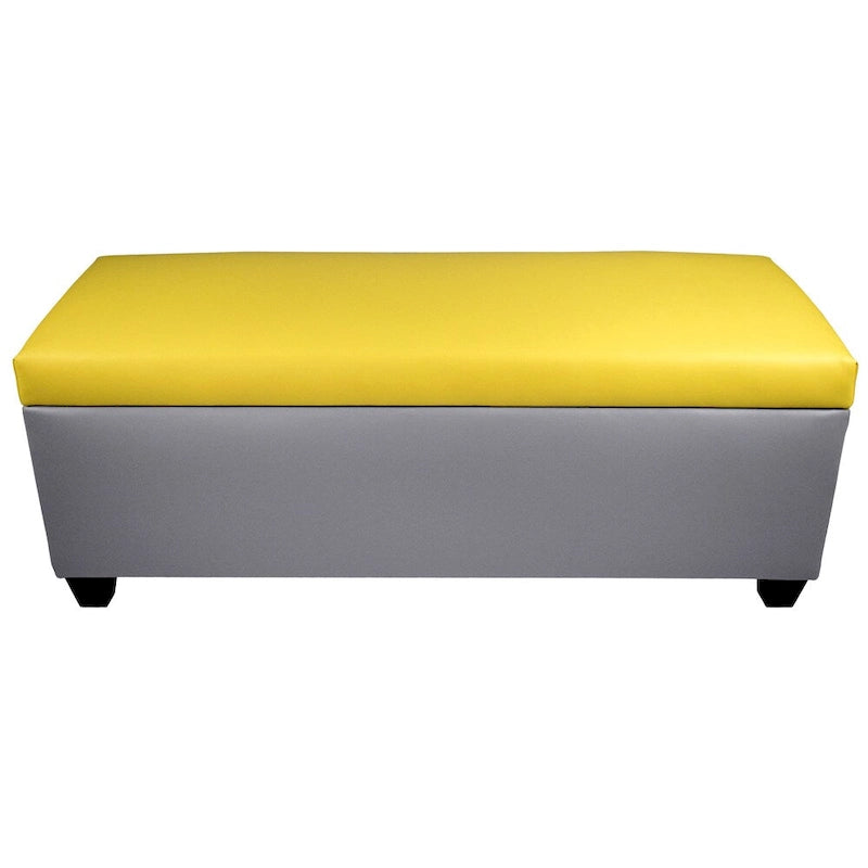 Panca contenitore/pouf in similpelle multicolore per 2 persone con divisori per scarpe