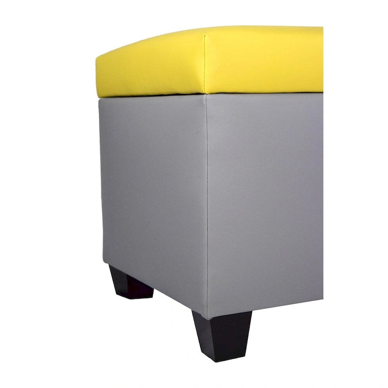 Panca contenitore/pouf in similpelle multicolore per 2 persone con divisori per scarpe