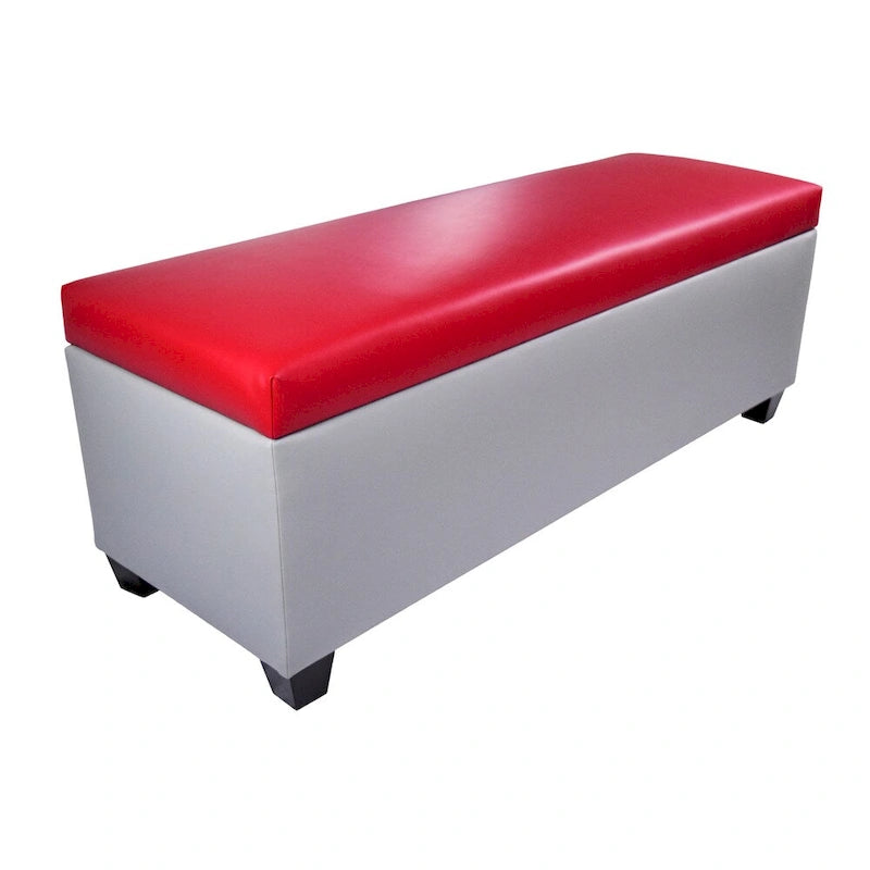 Panca contenitore/pouf in similpelle multicolore per 2 persone con divisori per scarpe