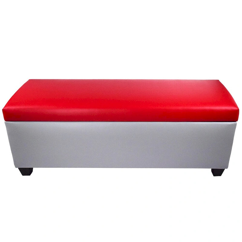 Panca contenitore/pouf in similpelle multicolore per 2 persone con divisori per scarpe