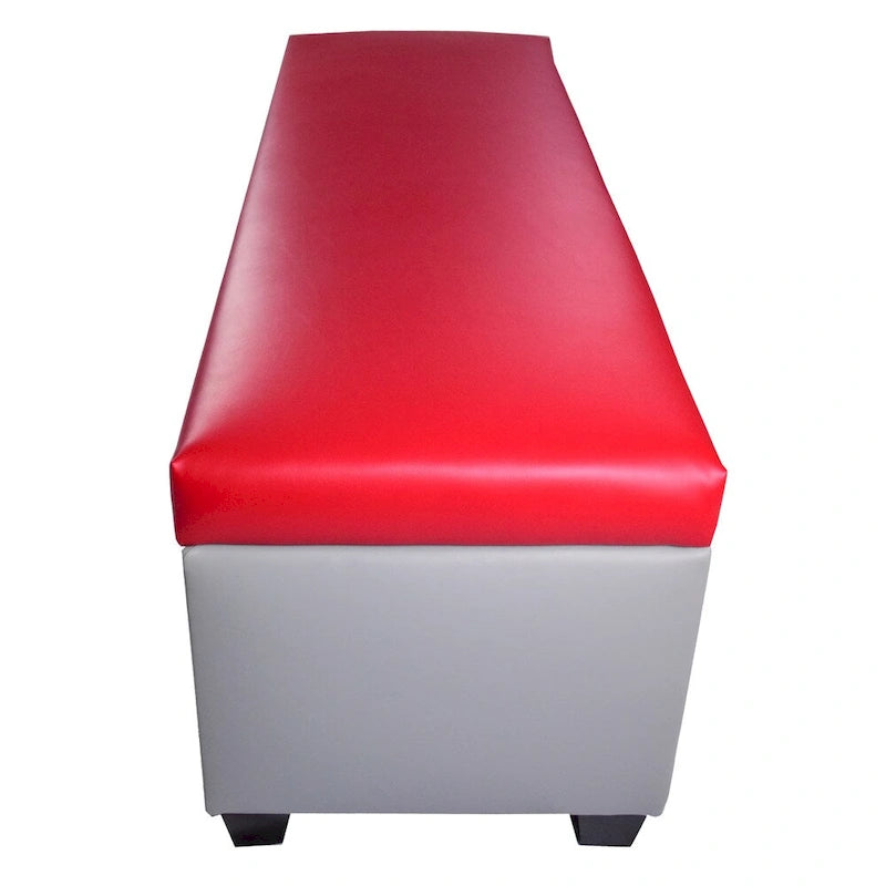 Panca contenitore/pouf in similpelle multicolore per 2 persone con divisori per scarpe