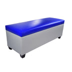 Panca contenitore/pouf in similpelle multicolore per 2 persone con divisori per scarpe