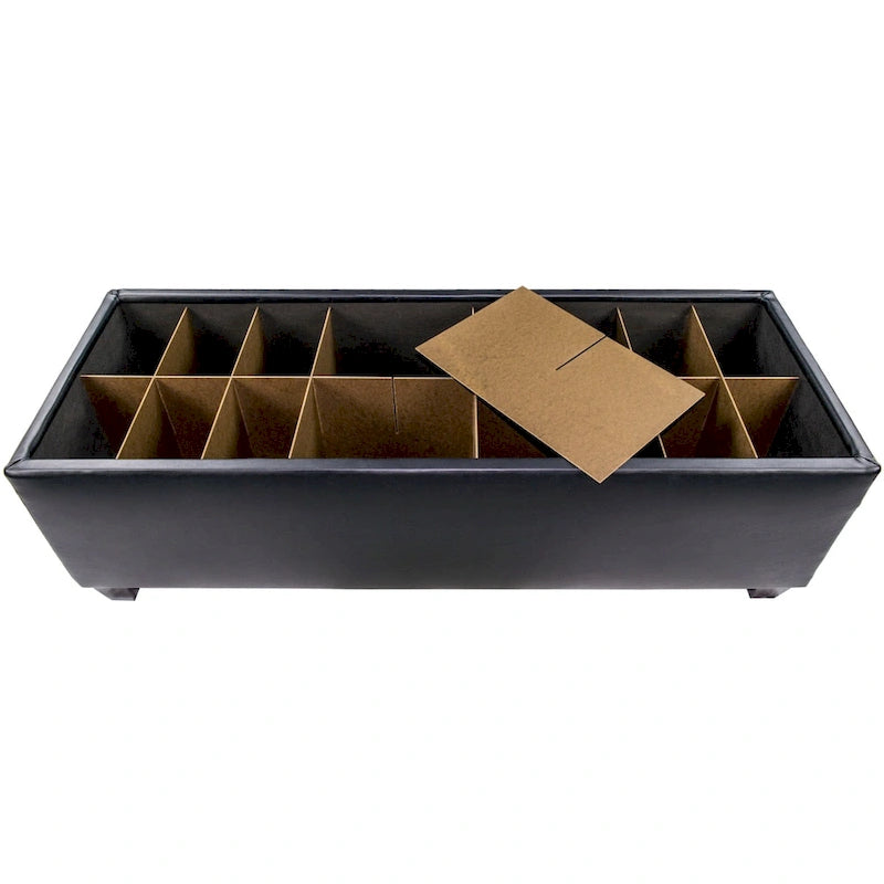 Panca contenitore/pouf in similpelle multicolore per 2 persone con divisori per scarpe