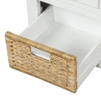 Panca contenitore con cassetti e cestini in rattan, 1 posto, bianca / blu / espresso / sbiancata