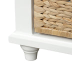 Panca contenitore con cassetti e cestini in rattan, 1 posto, bianca / blu / espresso / sbiancata