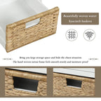 Panca contenitore con cassetti e cestini in rattan, 1 posto, bianca / blu / espresso / sbiancata