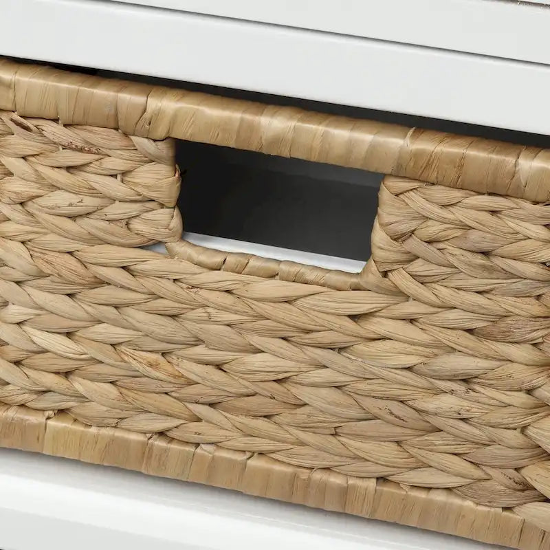 Panca contenitore con cassetti e cestini in rattan, 1 posto, bianca / blu / espresso / sbiancata