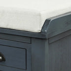 Panca contenitore con cassetti e cestini in rattan, 1 posto, bianca / blu / espresso / sbiancata