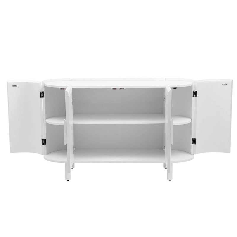 Credenza curva bianca / noce / nera / blu con ripiani regolabili, singola