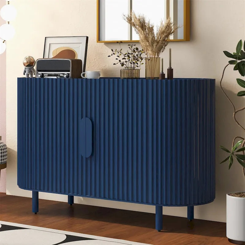 Credenza curva bianca / noce / nera / blu con ripiani regolabili, singola