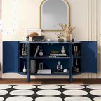 Credenza curva bianca / noce / nera / blu con ripiani regolabili, singola