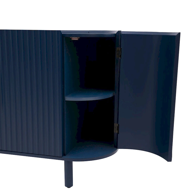 Credenza curva bianca / noce / nera / blu con ripiani regolabili, singola