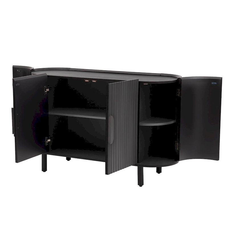 Credenza curva bianca / noce / nera / blu con ripiani regolabili, singola