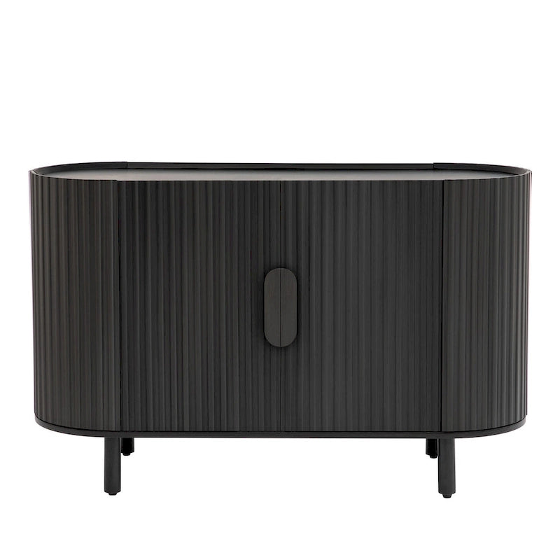 Credenza curva bianca / noce / nera / blu con ripiani regolabili, singola