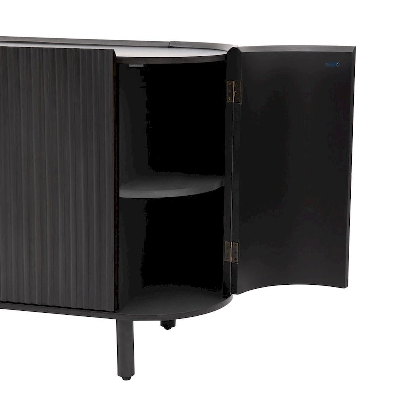 Credenza curva bianca / noce / nera / blu con ripiani regolabili, singola