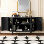 Credenza curva bianca / noce / nera / blu con ripiani regolabili, singola