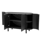 Credenza curva bianca / noce / nera / blu con ripiani regolabili, singola