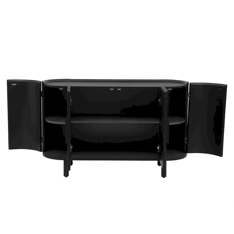 Credenza curva bianca / noce / nera / blu con ripiani regolabili, singola