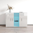Madia moderna a 3 ante in rovere/bianco/nero con illuminazione a LED