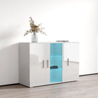 Madia moderna a 3 ante in rovere/bianco/nero con illuminazione a LED