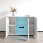Madia moderna a 3 ante in rovere/bianco/nero con illuminazione a LED