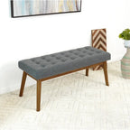Panca imbottita in tessuto grigio scuro, stile Mid-Century, 2 posti