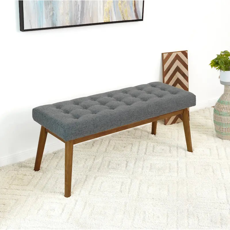 Panca imbottita in tessuto grigio scuro, stile Mid-Century, 2 posti